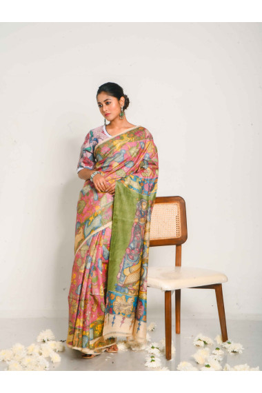 BSHP49 - Tussar Kalamkari Saree in Shades of Red